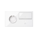 Kit front para 2 elementos 1 base enchufe schuko + 1 interruptor regulable + cargador USB C derecha blanco brillante Simon 100