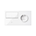 Kit front para 2 elementos 1 base enchufe schuko + 1 interruptor regulable + cargador USB C izquierda blanco brillante Simon 100