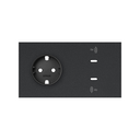 Kit front for 2 elements schuko socket + double USB C charger matt black Simon 100