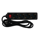 POWER STRIP 4 SCHUKO SOCKETS WITH SWITCH 2M BLACK