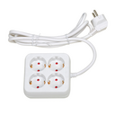 Base múltipla branca quadrada com 4 tomadas e 2 metros de cabo H05VV-F, 3G 1,5 mm² da