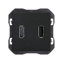 Conector HDMI 2.0 4K + conector USB 2.0 tipo A negro mate Simon 270