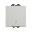 Neutral push-button switch with bell symbol 10A 230V~ with built-in light and fast terminal connection system aluminium Simon 270