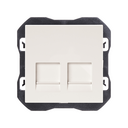 Tapa de voz y datos plana con guardapolvo con 2 conectores RJ45 blanco mate Simon 270