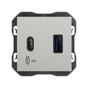 Cargador USB doble A+C 30W Power Delivery aluminio Simon 270