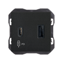 Cargador USB doble A+C 30W Power Delivery negro mate Simon 270