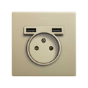 Monoblock Kit French Socket with 2USB charger 1 element champagne Simon 270