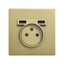 Monoblock Kit French Socket with 2USB charger 1 element bronze Simon 270