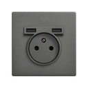 Monoblock Kit French Socket with 2USB charger 1 element titanium Simon 270