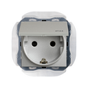 Schuko socket outlet 16A 250V~ with screw terminal connection system aluminium IP44 Simon 270