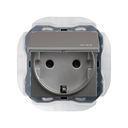 Schuko socket outlet 16A 250V~ with screw terminal connection system titanium IP44 Simon 270