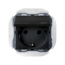 Schuko socket outlet 16A 250V~ with screw terminal connection system IP44 matt black Simon 270