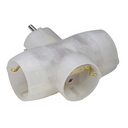 Adaptador triplo lateral de 16 A e 250 V transparente da