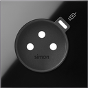 Cover french socket with C USB charger gloss black Simon 100