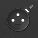 Cover french socket with C USB charger matt black Simon 100