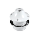 Porta-lâmpadas baquelite com corpo roscado para E-27, em branco com batente e anilha da