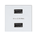 Carregador USB duplo 5 V/DC 2,1 A tipo A fêmea branco Simon 27 Play