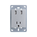 Cargador USB + Toma de corriente 2P+T 15A 127V~ aluminio Simon 82