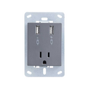 Cargador USB + Toma de corriente 2P+T 15A 127V~ grafito Simon 82