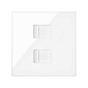 Voice and data cover with dust cover for 2 gloss white RJ45 connectors Simon 100