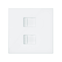 Enjoliveur voix et données avec cache anti-poussière pour 2 connecteurs RJ45 blanc mat Simon 100