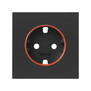 Couvercle avec anneau rouge pour base de prise Schuko noir mat Simon 100