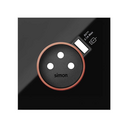 Enjoliveur avec anneau rouge pour prise schuko avec chargeur USB intégré noir brillant Simon 100