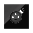 Enjoliveur pour prise de courant avec chargeur USB intégré noir brillant Simon 100