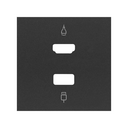 Tapa para conector HDMI + USB negro mate Simon 100