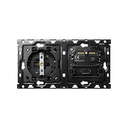 Back kit for 2 elements with 1 Schuko socket, 1 phase-cut dimmer switch 2/3 wires, and 1 USB charger 2.1A with smartcharge Simon 100