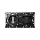Back kit for 2 elements with 1 Schuko socket outlet, 1 2xUSB 2.1A charger with smartcharge Simon 100