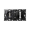 Back kit for 2 elements with 1 Schuko socket outlet with built-in USB charger and 2 two-way push-button switches Simon 100