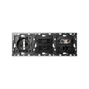 Kit back para 3 elementos con 1 base de enchufe schuko, 1 conector HDMI + USB y 1 toma R-TV+SAR única Simon 100