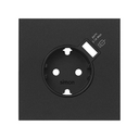 Kit front para 1 elemento con 1 base enchufe schuko con cargador USB integrado negro mate Simon 100