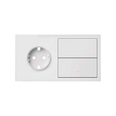 Kit front horizontal para 2 elementos com 1 base de tomada schuko e 1 tecla individual branco mate Simon 101