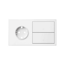 Kit front para 2 elementos com 1 base de tomada schuko e 2 teclas branco mate Simon 101