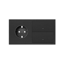 Kit front para 2 elementos con 1 base de enchufe schuko y 2 teclas negro mate Simon 100