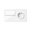 Kit front para 2 elementos con 1 base de enchufe schuko, 1 tecla y 1 cargador USB derecha blanco brillante Simon 100
