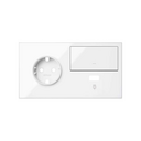 Kit front para 2 elementos con 1 base de enchufe schuko, 1 tecla y 1 cargador USB izquierda blanco brillante Simon 100