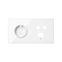 Kit front para 2 elementos com 1 base de tomada schuko,1 tomada R-TV+SAT única com 1 conetor RJ45 6 UTP branco mate Simon 101