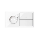 Front kit for 2 elements with 1 German socket outlet with built-in USB charger and 2 rockers gloss white Simon 100