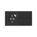 Front kit for 2 elements with 1 German socket outlet with built-in USB charger and 2 rockers matt black Simon 100