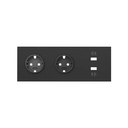 Front kit for 3 elements with 2 German socket outlets and 1 2xUSB charger matt black Simon 100