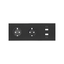 Front kit for 3 elements with 2 German socket outlets, and 1 2xUSB charger with smartcharge matt black Simon 100