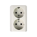 BASE ENCHUFE SCHUKO DOBLE MONOBLOC 16A 250V DE SUPERFÍCIE BLANCO SIMON BRICO