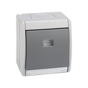 Monoblock push-button switch IP55 10A 250V~ with built-in light and fast terminal connection system grey Simon 44 Aqua
