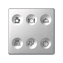 Custom button box 6 functions for lighting control in restaurants cold aluminium Simon 82 Sense