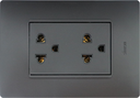TOMA CORRIENTE DUPLEX EUROAMERICANO 2P+T 16A 127V~ CON PLACA GRAFITO Simon 26