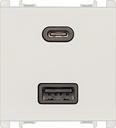 Módulo Carregador Usb A+C 3,1A Quickcharge Bivolt - 2 Módulos - Branco - Simon 26
