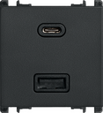 Módulo Carregador Usb A+C 3,1A Quickcharge Bivolt - 2 Módulos - Grafite - Simon 26